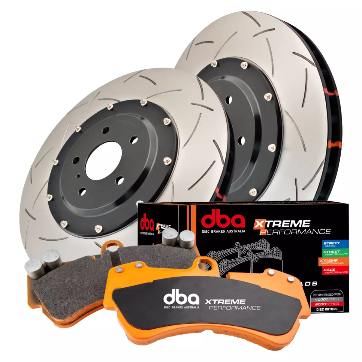 Brake Kit - 5000 T3 Slotted &amp; Xtreme Performance Brake Pads (2x DBA53922BLKS + DB15147XP)