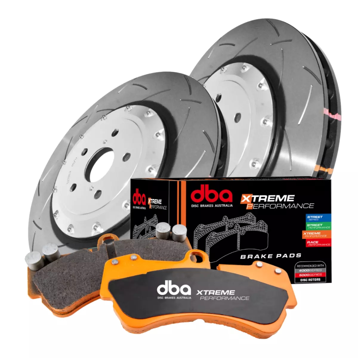 Brake Kit - 5000 T3 Slotted &amp; Xtreme Performance Brake Pads (2x DBA52844SLVS + DB15005XP)